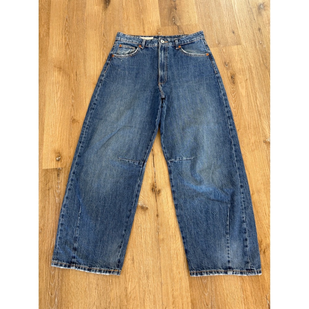 Zara‎ Wide Leg Jeans Womens 6 Blue High Rise Baggy Denim Oversized Grunge Skater